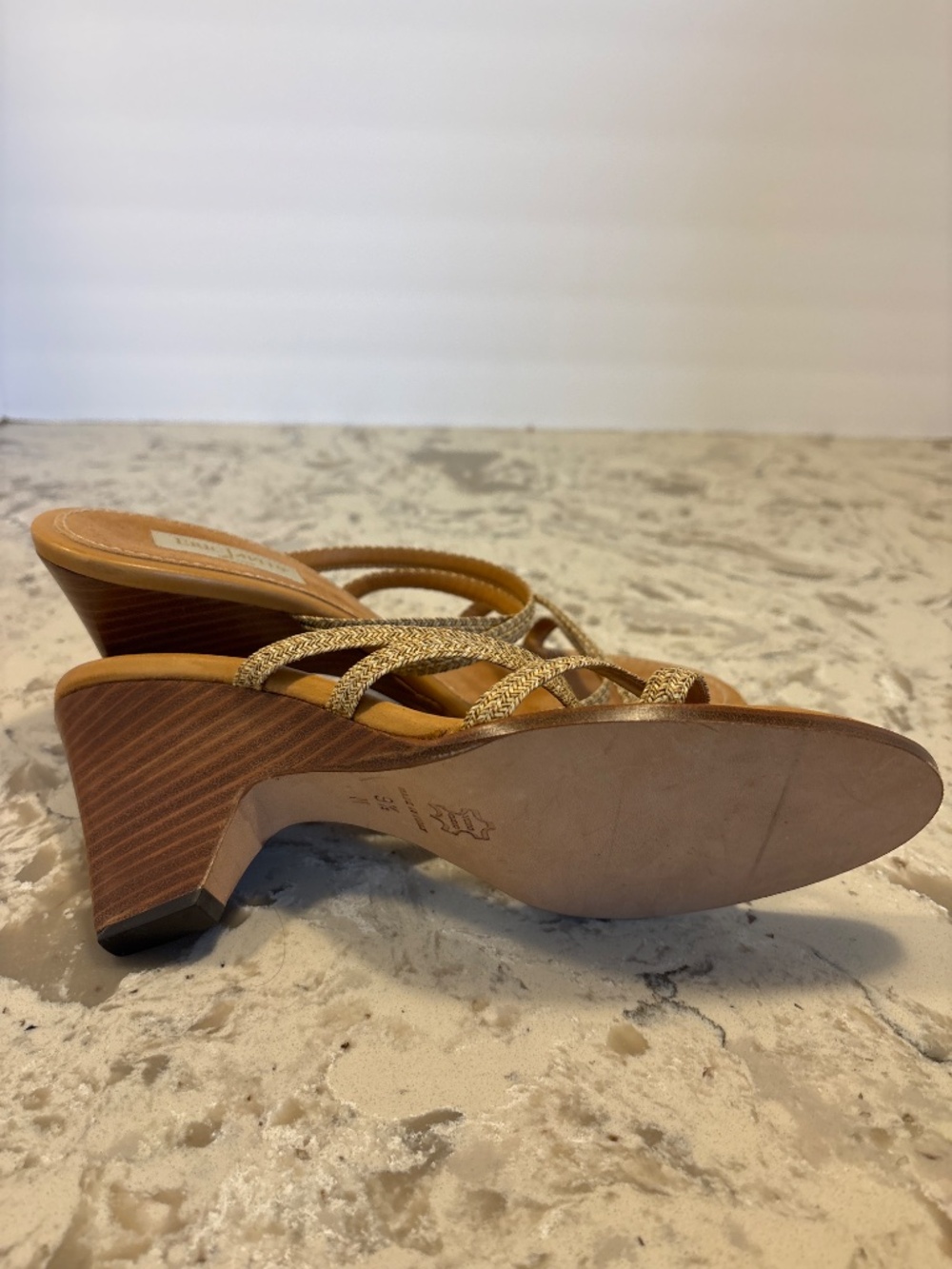 EUC Vintage Eric Javits New York Strappy Wedge Slide Sandals Size 9.5 N - Picture 6 of 6